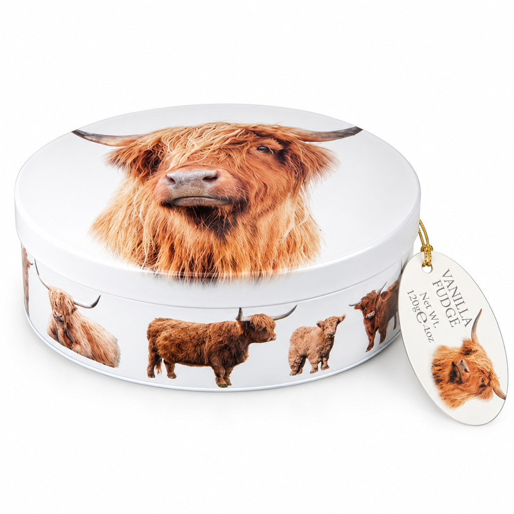 Gardiners Highland Cow Vanilla Fudge Tin 120g