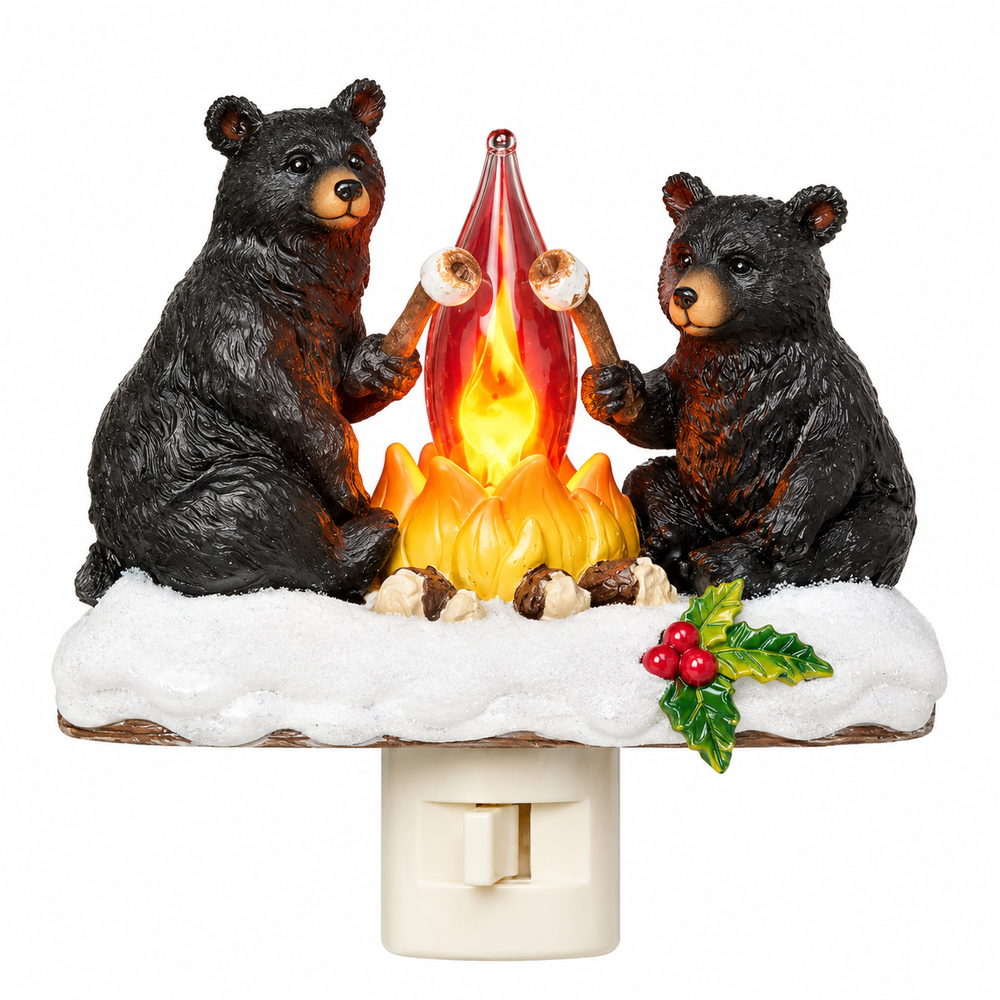 Nightlight - Black Bears Roasting Marshmallows