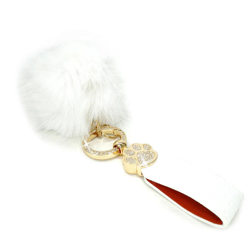 Keychain with Fur Fantasy Pom Pom White by Jacqueline Kent