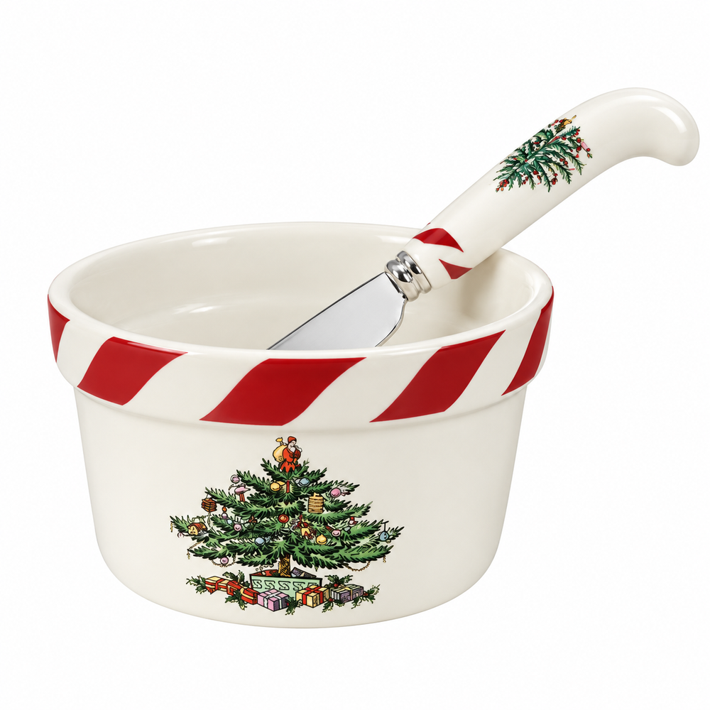 Spode Christmas Tree Peppermint Dip Set