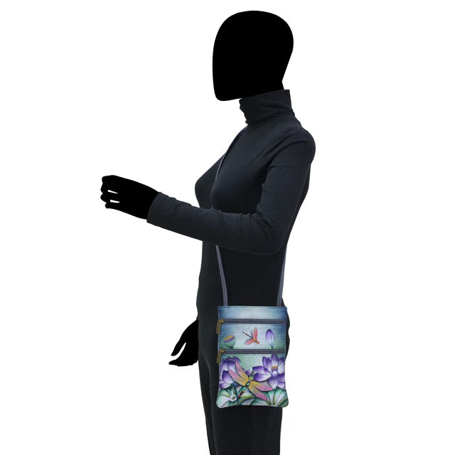 Anuschka Tranquil Pond - Mini Double Zip Travel Crossbody