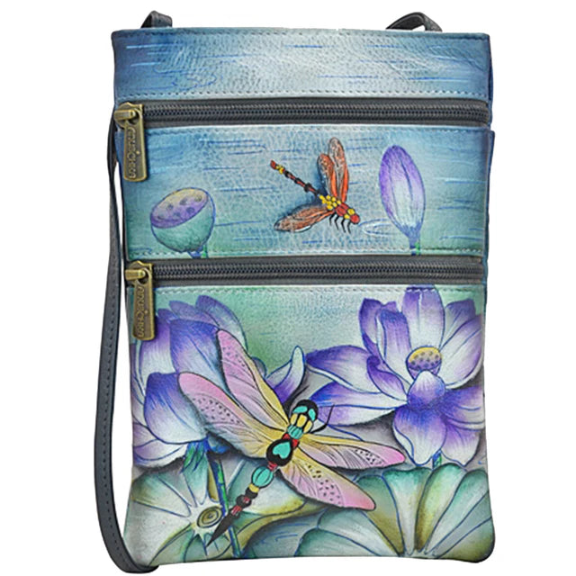 Anuschka Tranquil Pond - Mini Double Zip Travel Crossbody