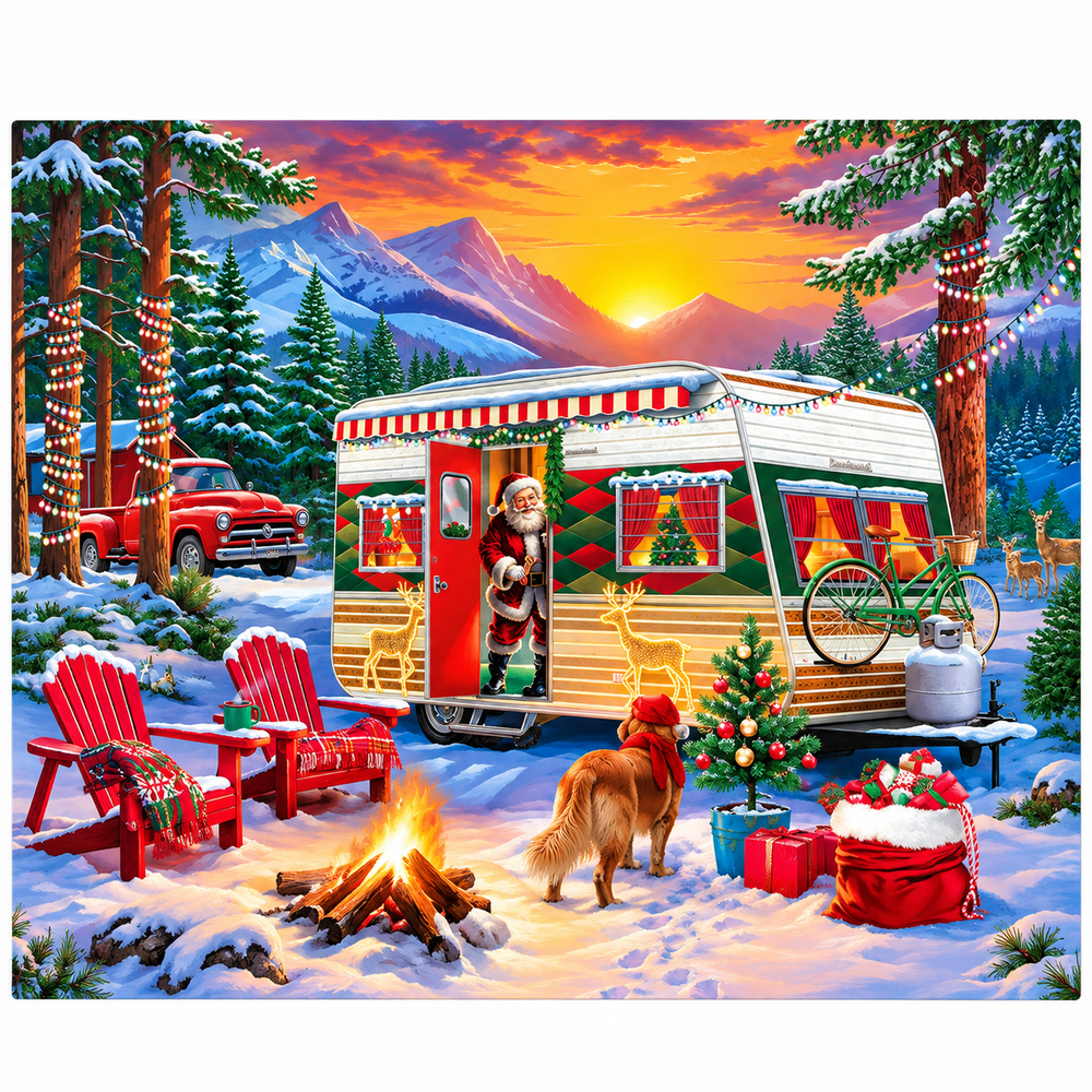 Puzzle (Shaped Tin) - Christmas Camping Trailer 550pcs