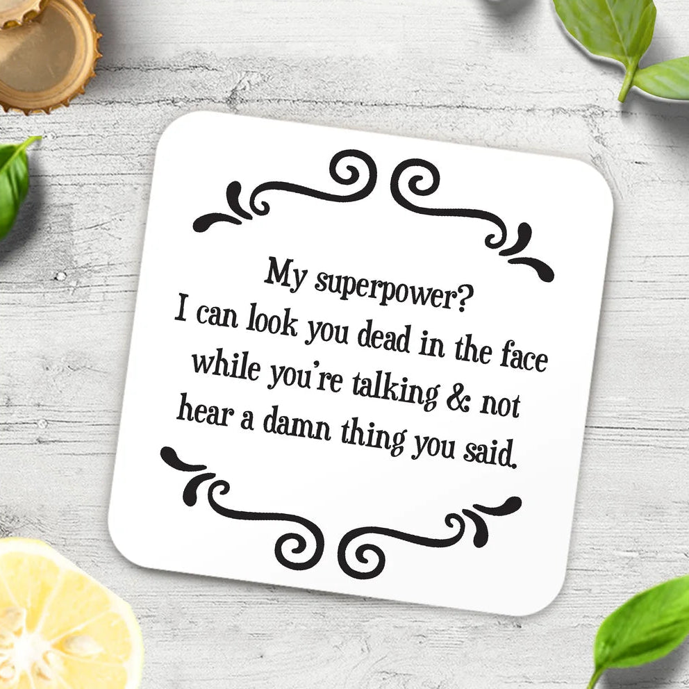 Scrunchy Face Coasters - Superpower