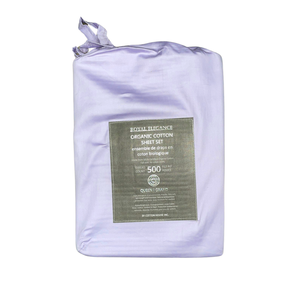 500TC Organic Cotton Queen Sheet Set - Lilac