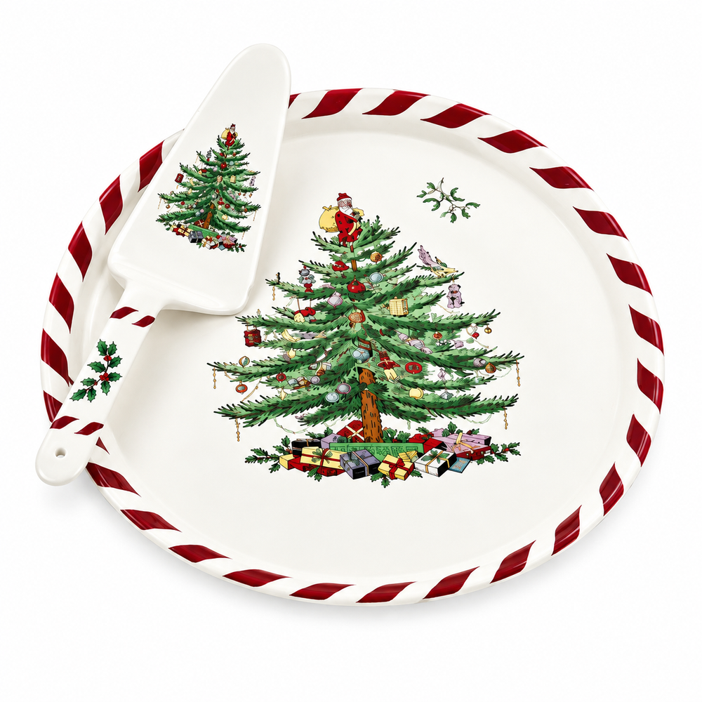 Spode Christmas Tree Peppermint Cake Plate & Server