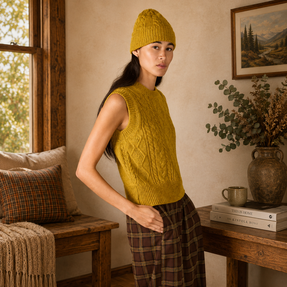 Irelands Eye Callie Cable Vest - Lichen (C310)