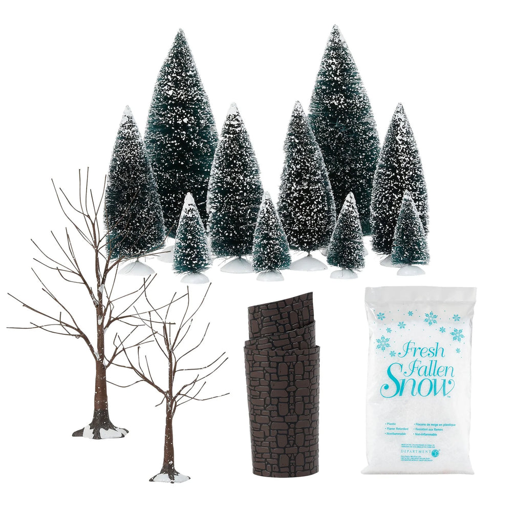 Village Accessories - Landscape Trees Snow Road