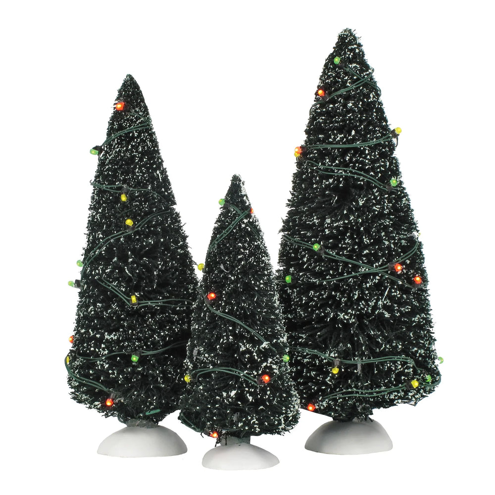 Village Accessories - Twinkling Lit Trees Green