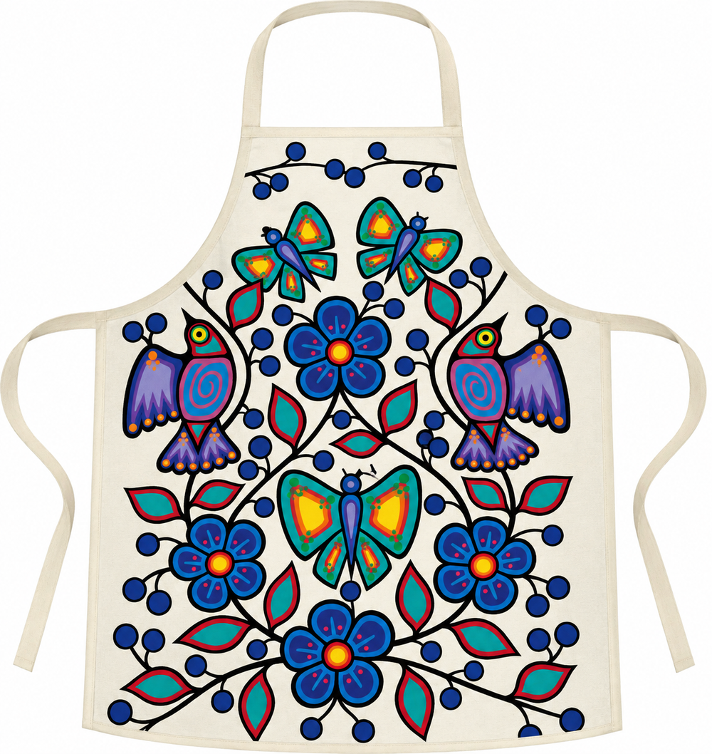 Indigenous Art Apron - White Floral Garden
