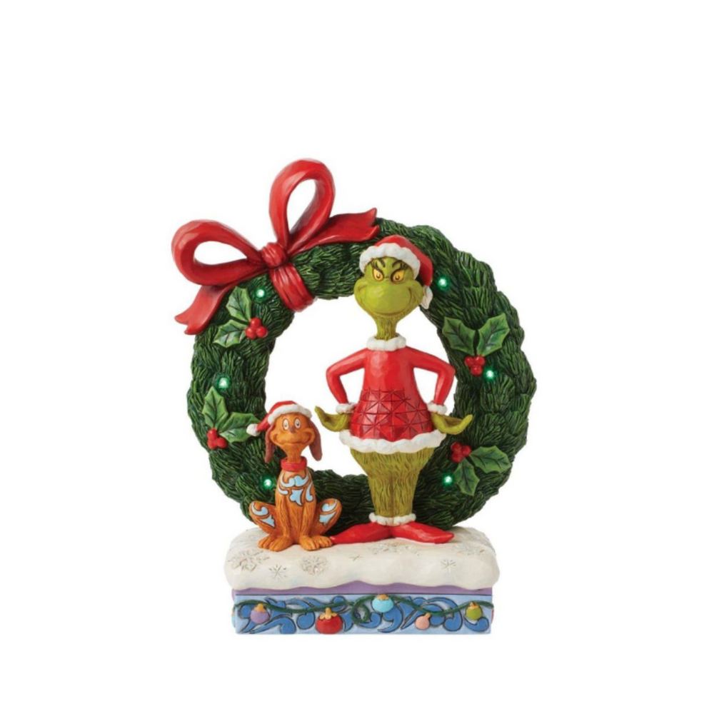 Jim Shore Dr. Seuss Grinch & Max in Wreath