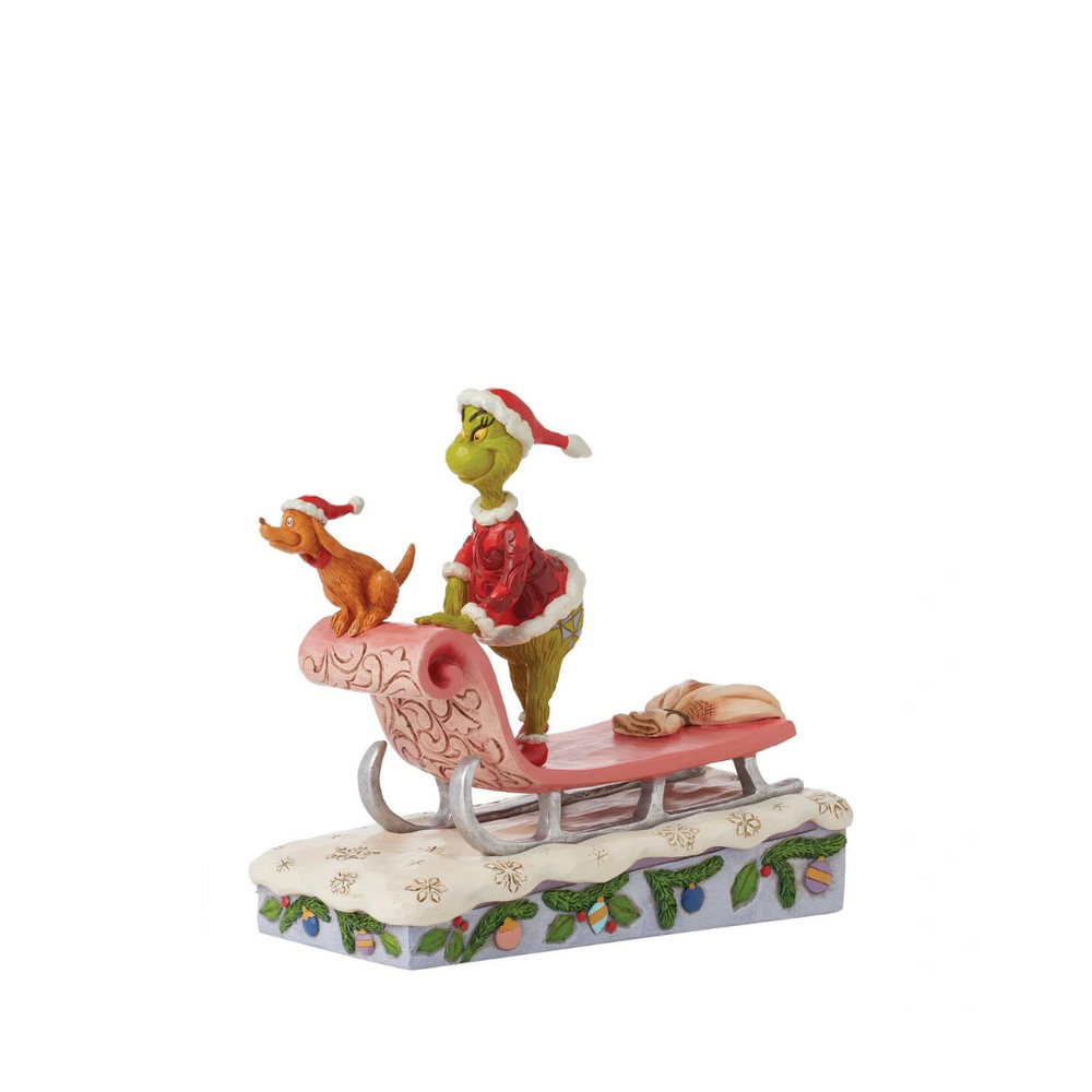 Jim Shore Dr. Seuss Grinch & Max on Sled