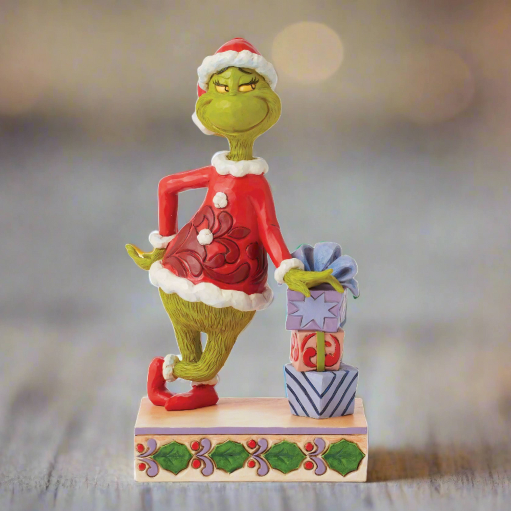 Jim Shore Dr. Seuss Grinch Leaning on Gifts