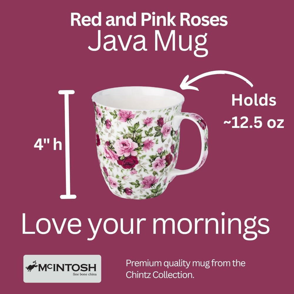 Pretty Chintzy Red & Pink Roses Java Mug