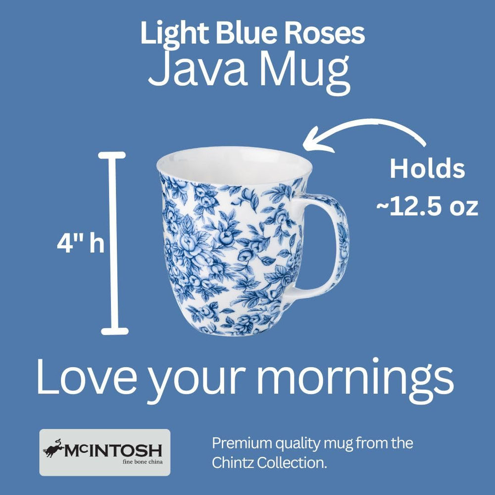 Pretty Chintzy Light Blue Roses Java Mug