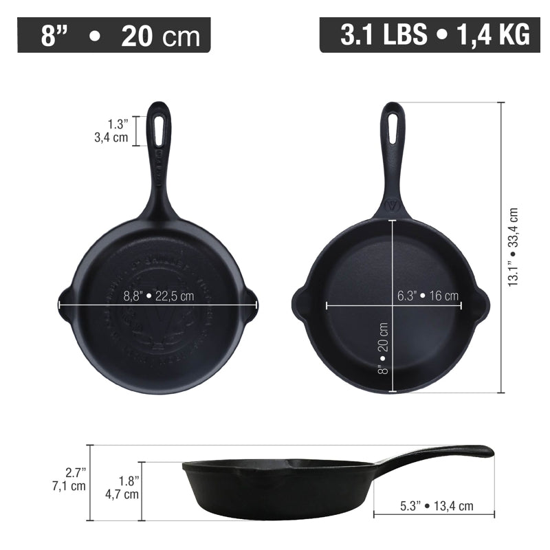 Victoria Cast Iron Skillet 8"