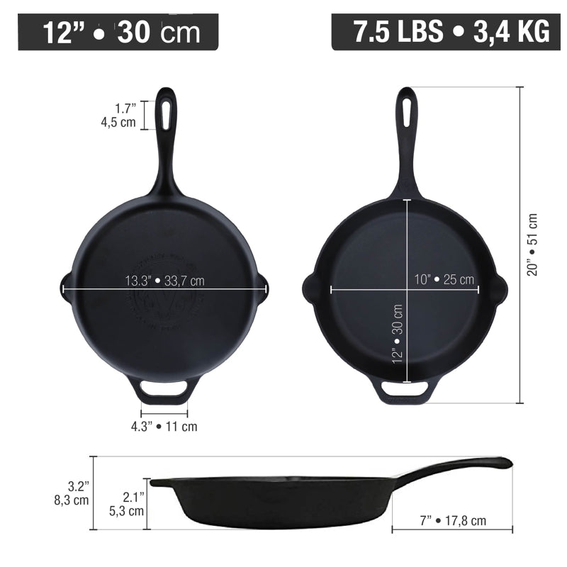 Victoria Cast Iron Skillet 12"