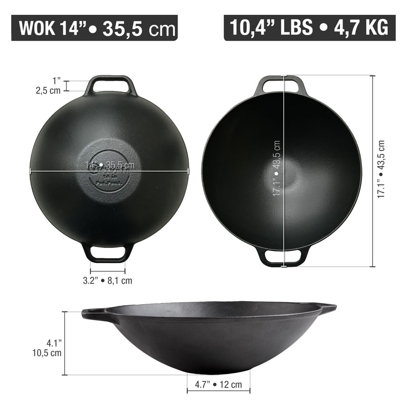 Victoria Cast Iron Wok 14"