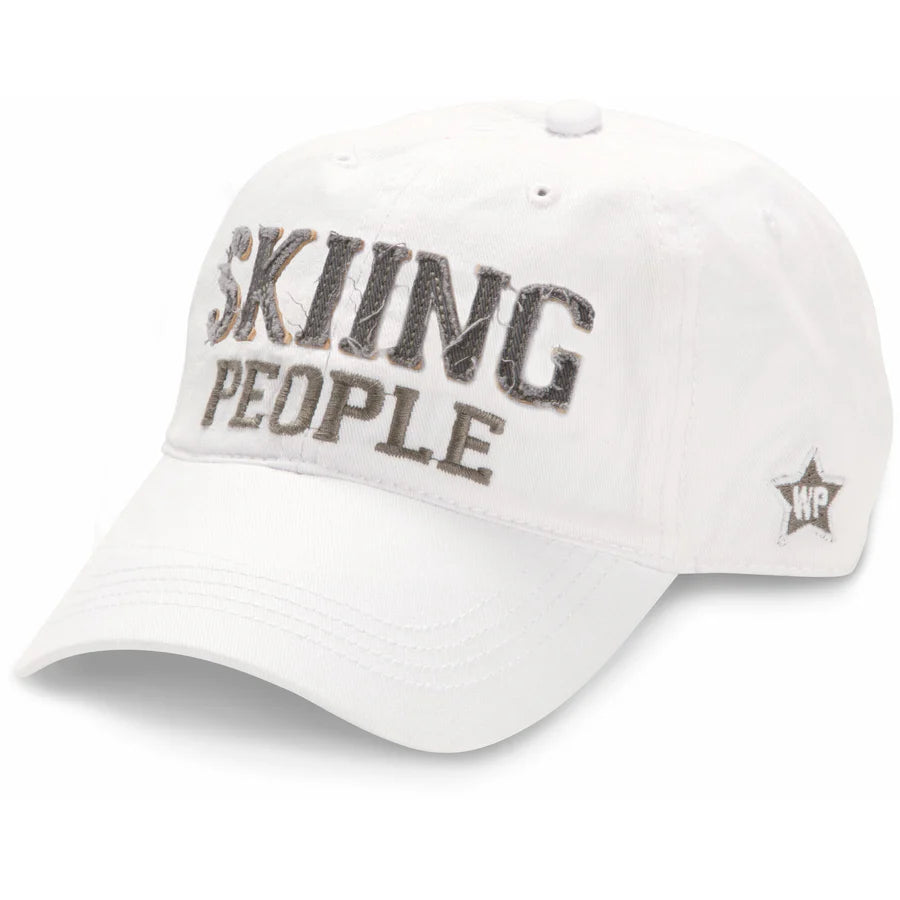 Skiing People Cap - White