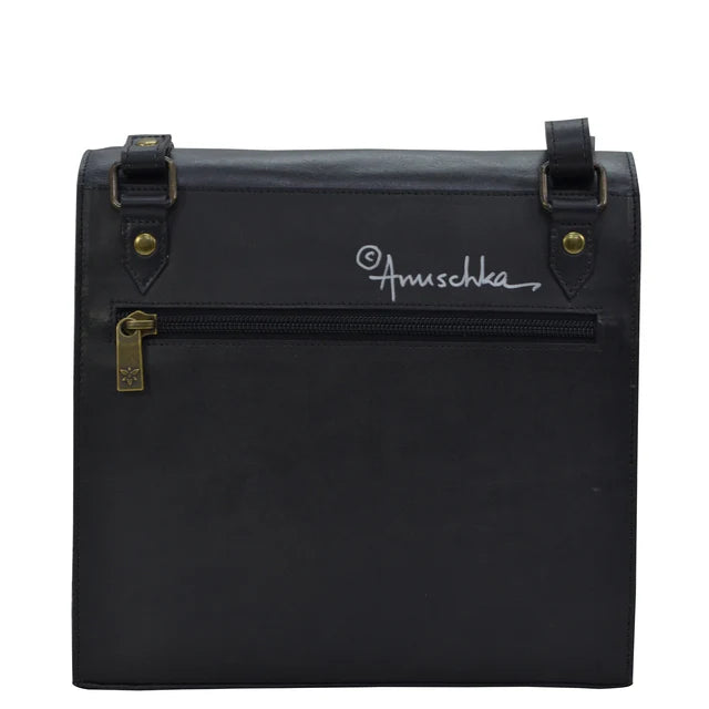 Anuschka Hummingbird Black - Flap Messenger Crossbody