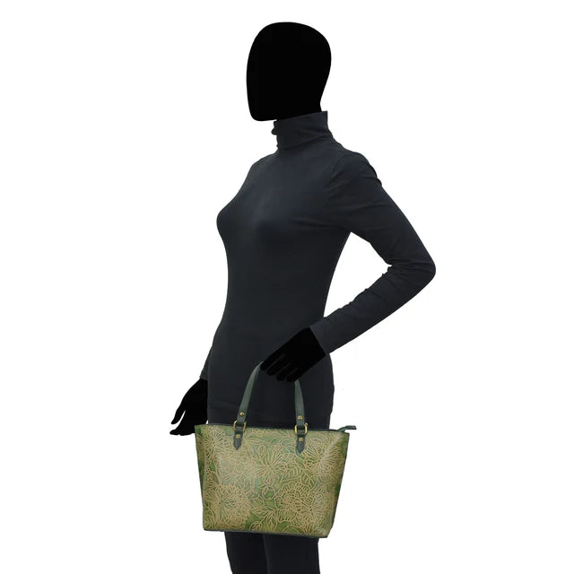 Anuschka Tooled Butterfly Jade - Medium Tote