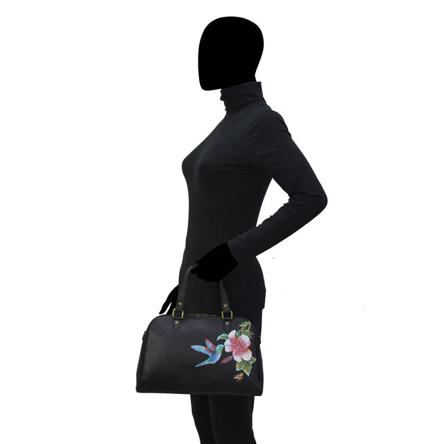 Anuschka Hummingbird Black - Wide Organizer Satchel