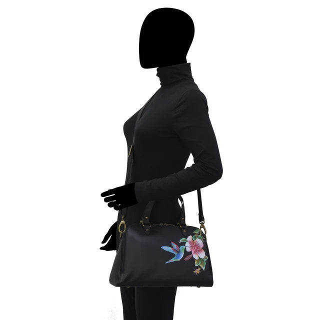 Anuschka Hummingbird Black - Wide Organizer Satchel