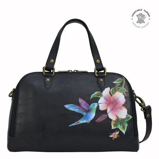 Anuschka Hummingbird Black - Wide Organizer Satchel