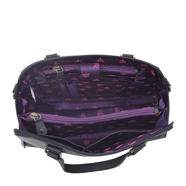 Anuschka Hummingbird Black - Wide Organizer Satchel