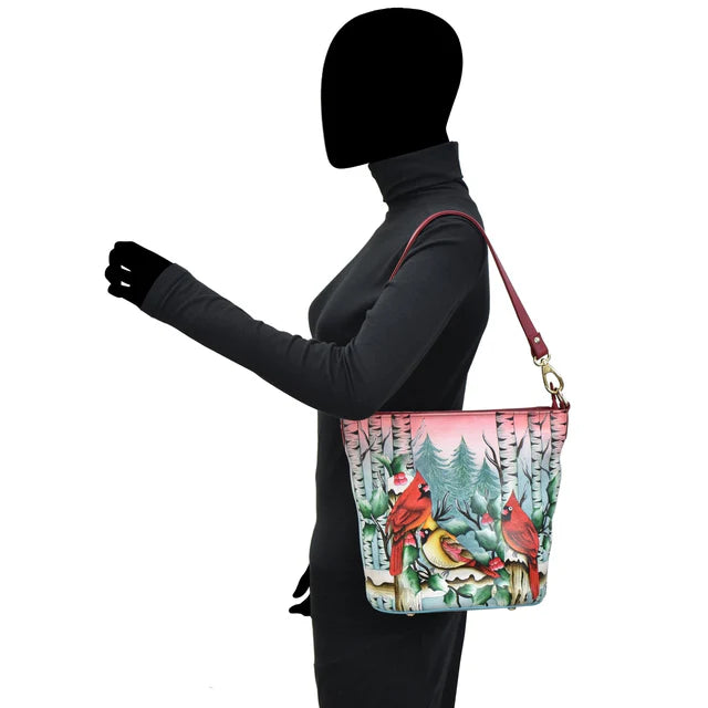 Anuschka Snowy Cardinal - Tall Bucket Hobo