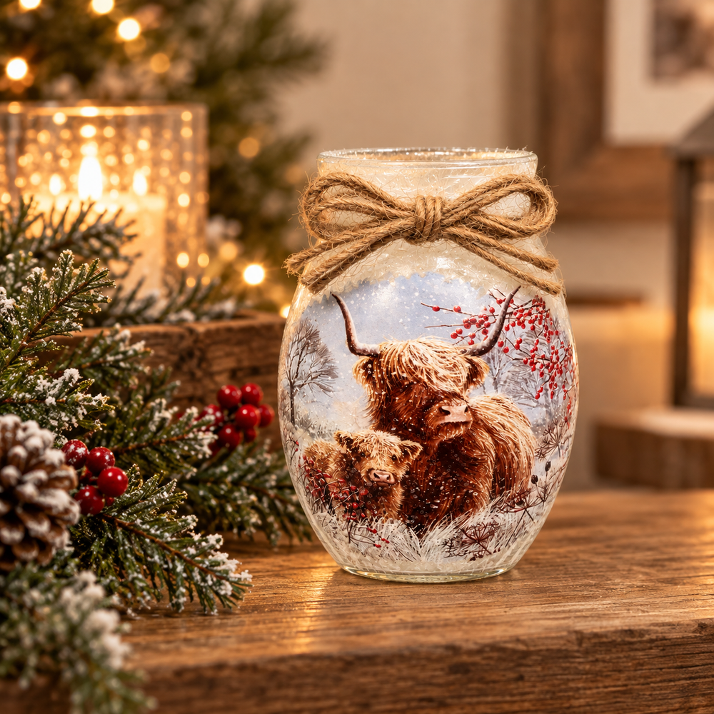 SC Highland Cow and Calf Pre-Lit Small Jar