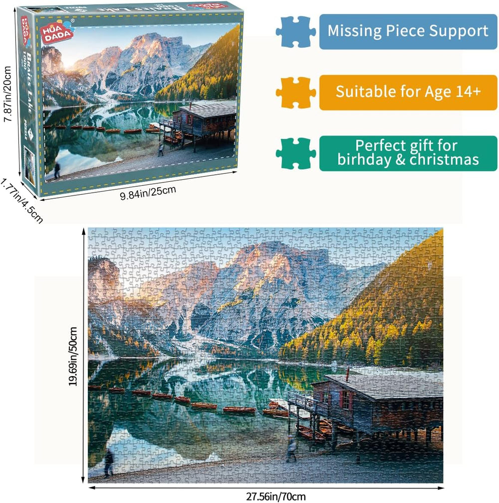 HUADADA 1000 Pieces Puzzle - Braies Lake