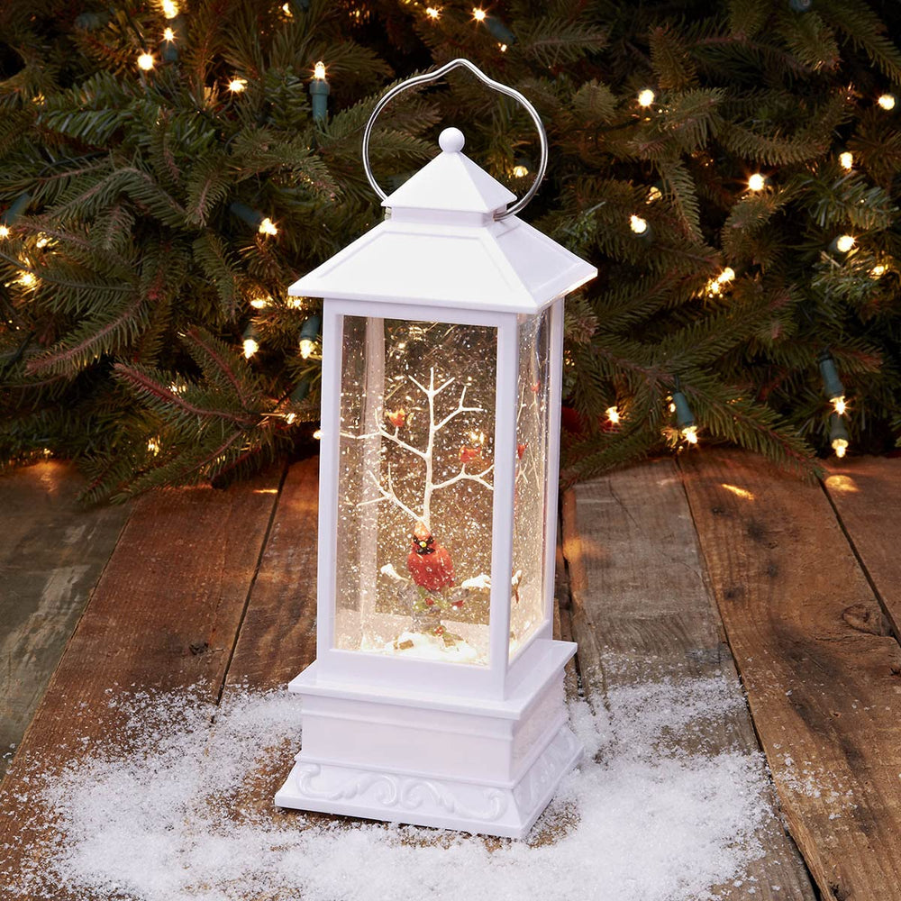 Roman Lighted Swirl Cardinal Lantern 11" (USB)