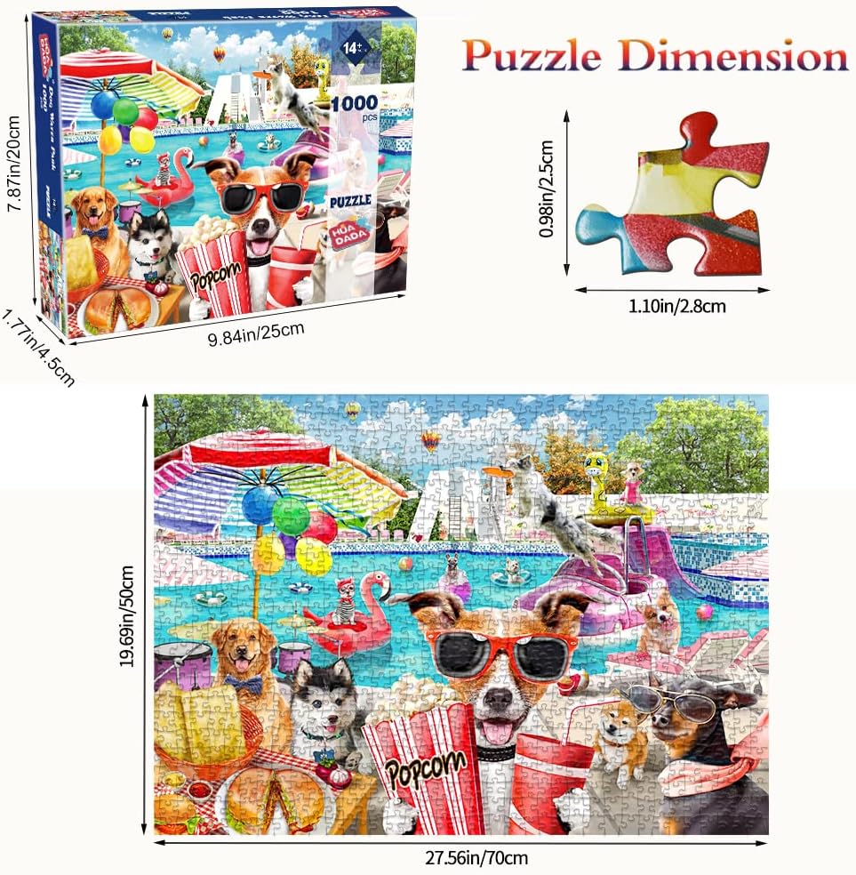 HUADADA 1000 Pieces Puzzle - Dog Water Park