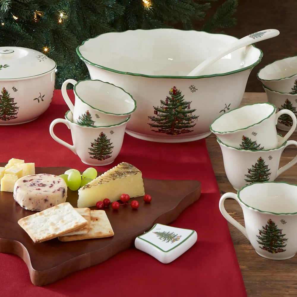 Spode Christmas Tree Punch Bowl 10 Piece Set