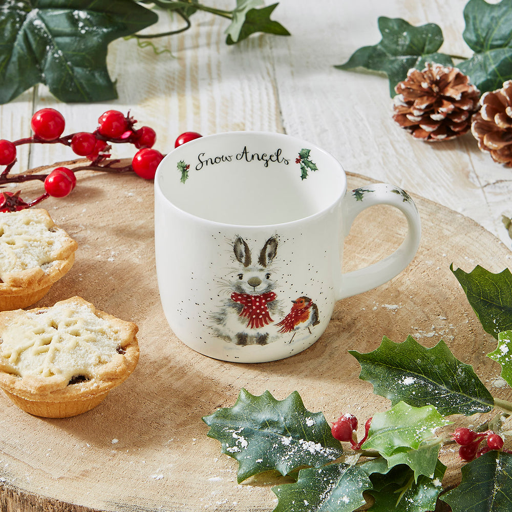 Wrendale 11 oz Mug - Snow Angels (Rabbit & Robin)