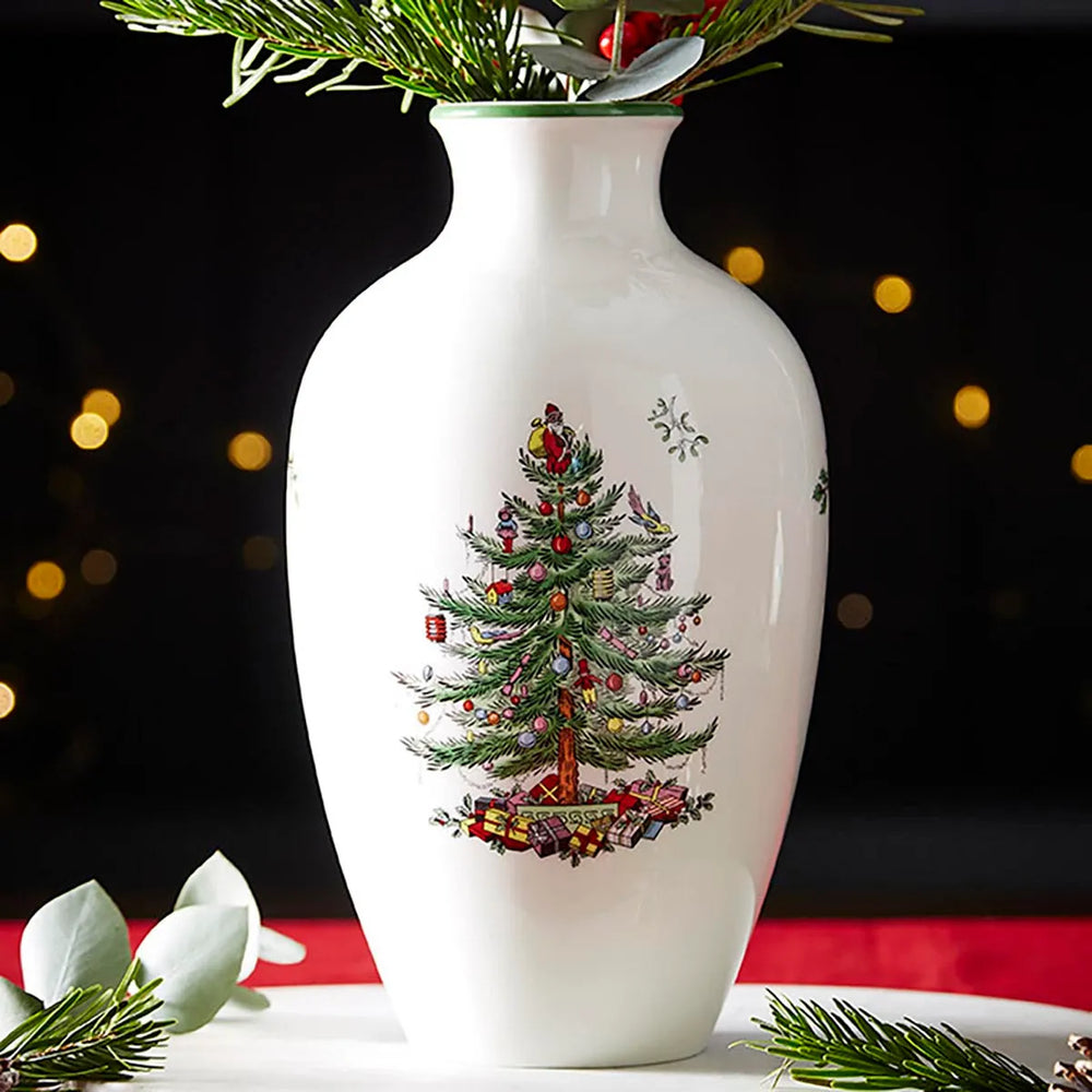 Spode Christmas Tree Posy Vase 10"