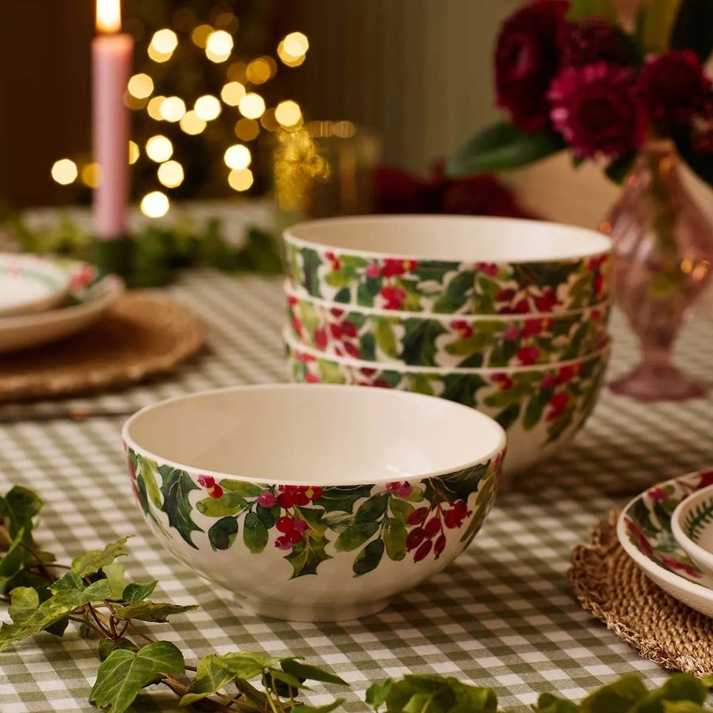 Portmeirion Botanic Garden Christmas Holly Rimless Bowl 6.4"