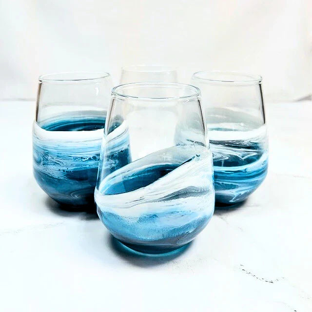 Lynn & Liana Ocean Vibes - Stemless Wine Glasses Set of 4