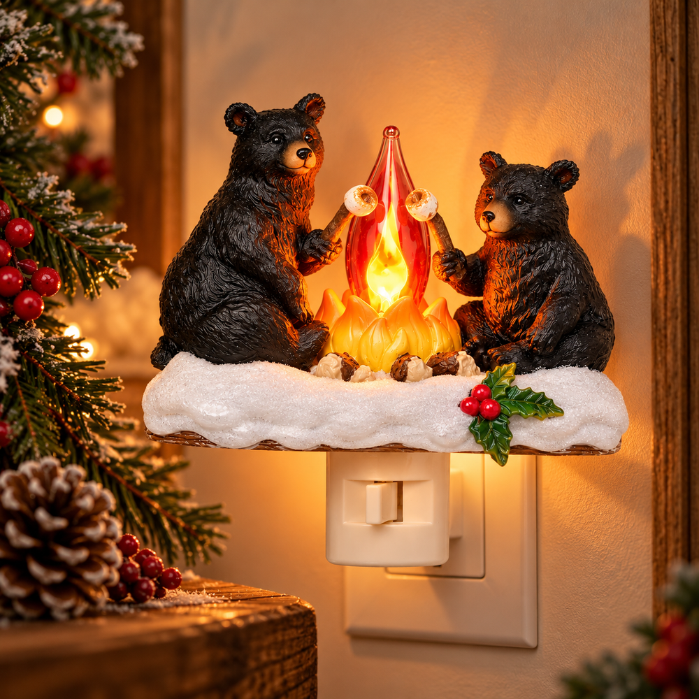 Nightlight - Black Bears Roasting Marshmallows