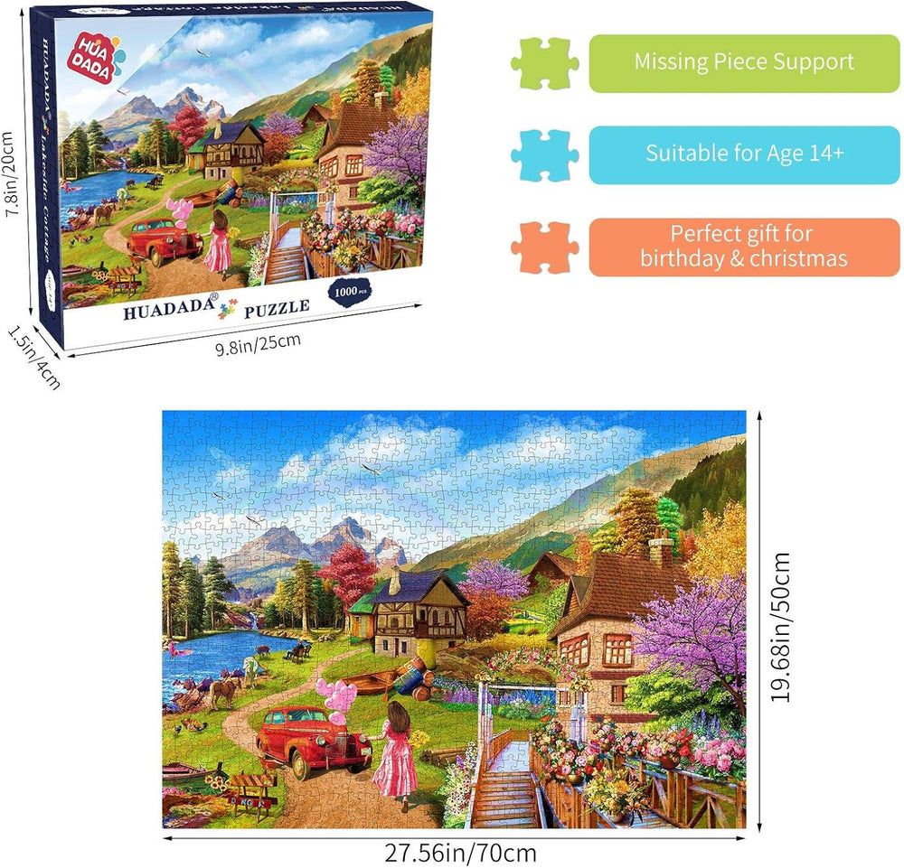 HUADADA 1000 Pieces Puzzle - Lakeside Cottage