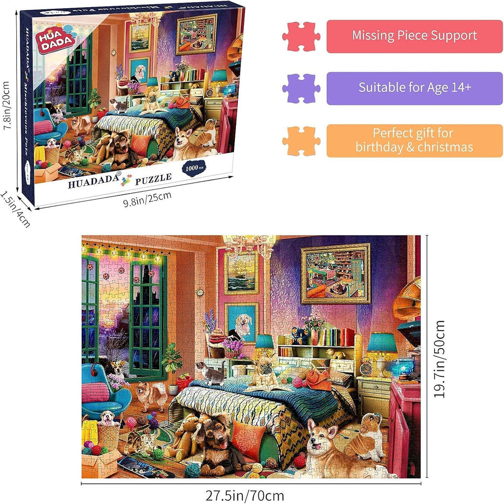 HUADADA 1000 Pieces Puzzle - Mischievous Pets