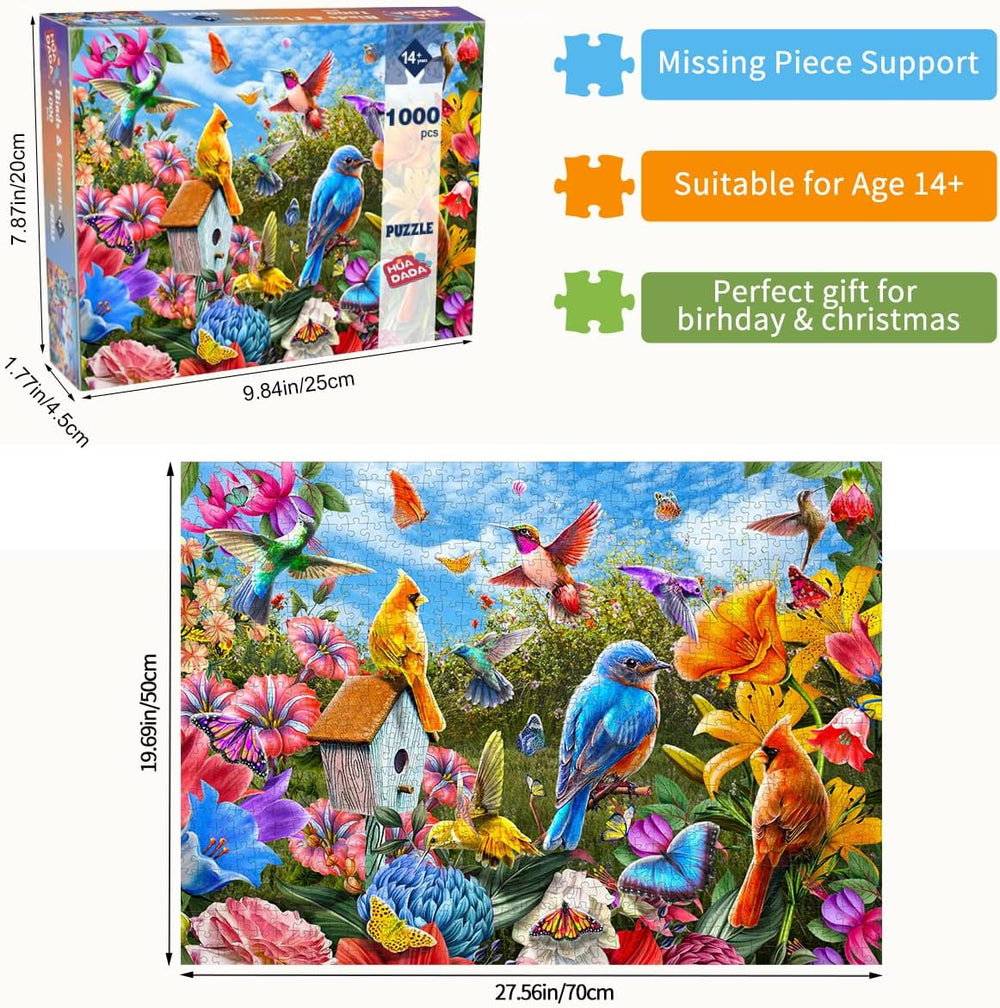 HUADADA 1000 Pieces Puzzle - Birds & Flowers