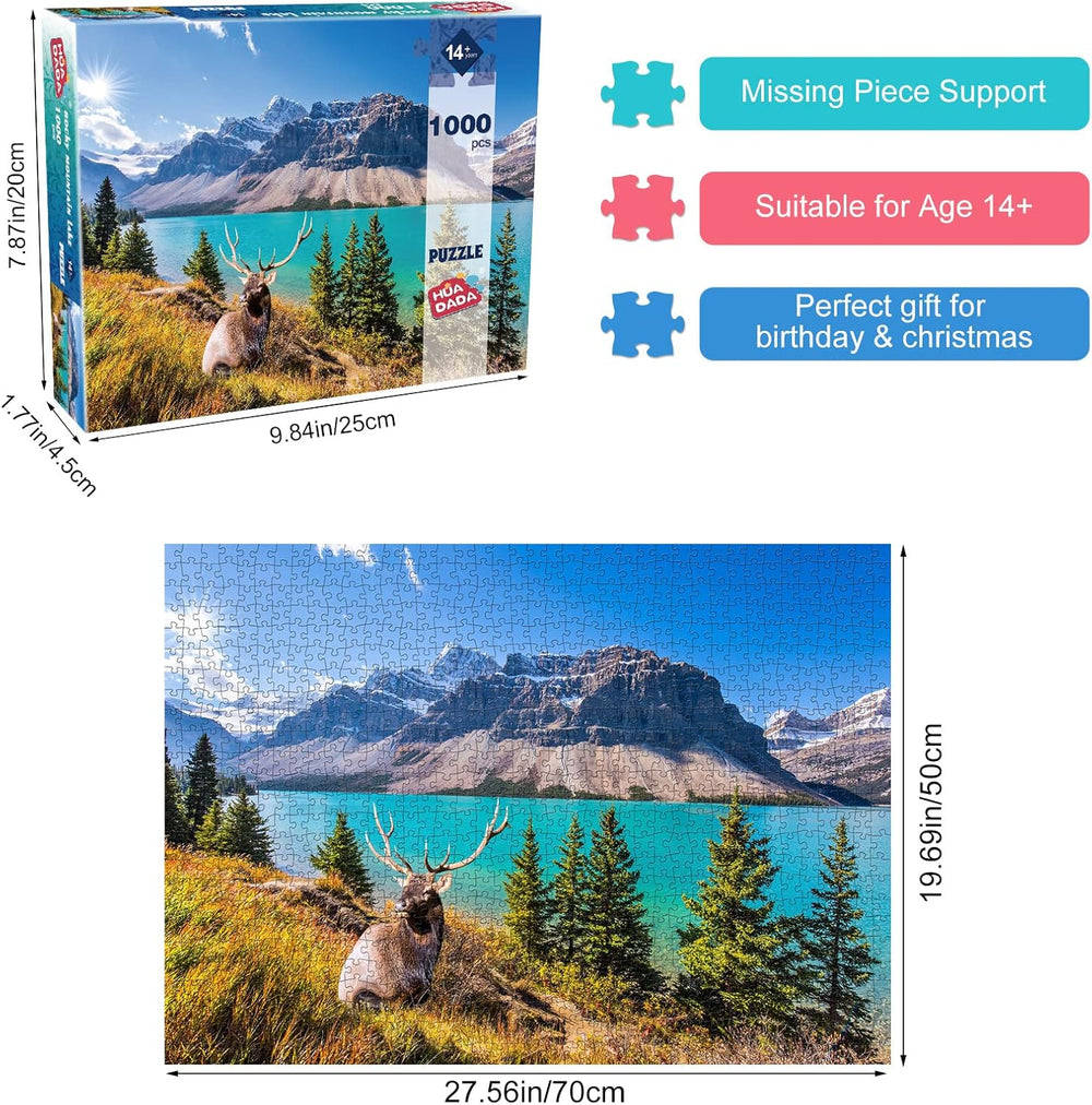 HUADADA 1000 Pieces Puzzle - Rocky Mountain Lake