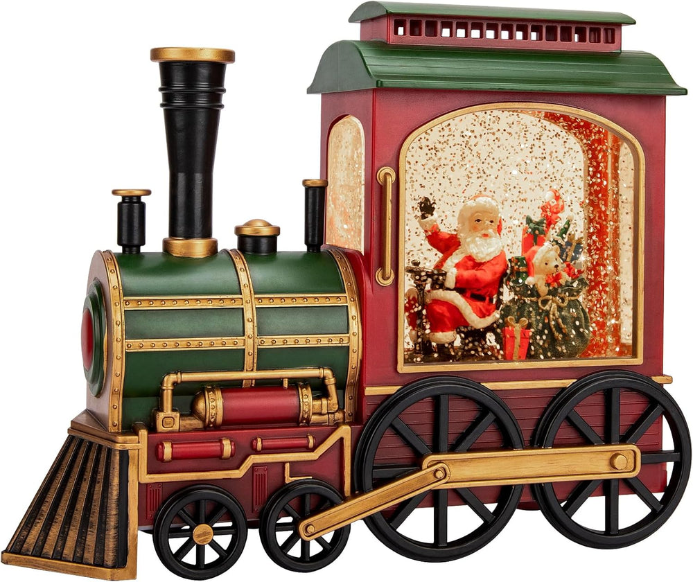 Roman Lighted Swirl Train Engine-Santa & Deer