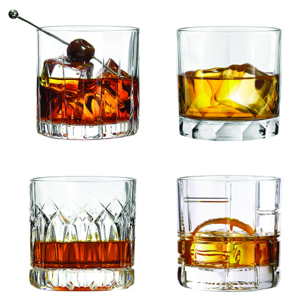 CUISIVIN Glendale Whiskey Set – 4 DOF Assorted Glasses – 4pk