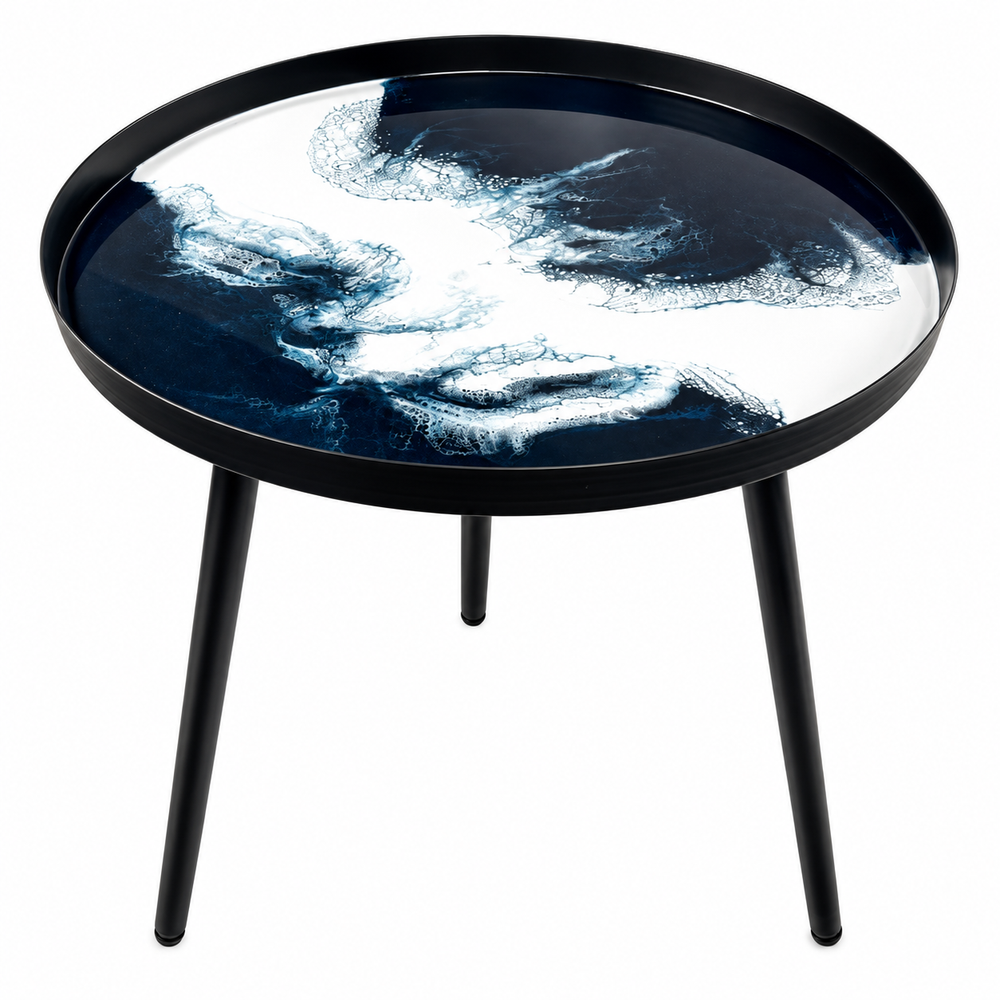 Side Table Navy White Metallic by Lynn & Liana