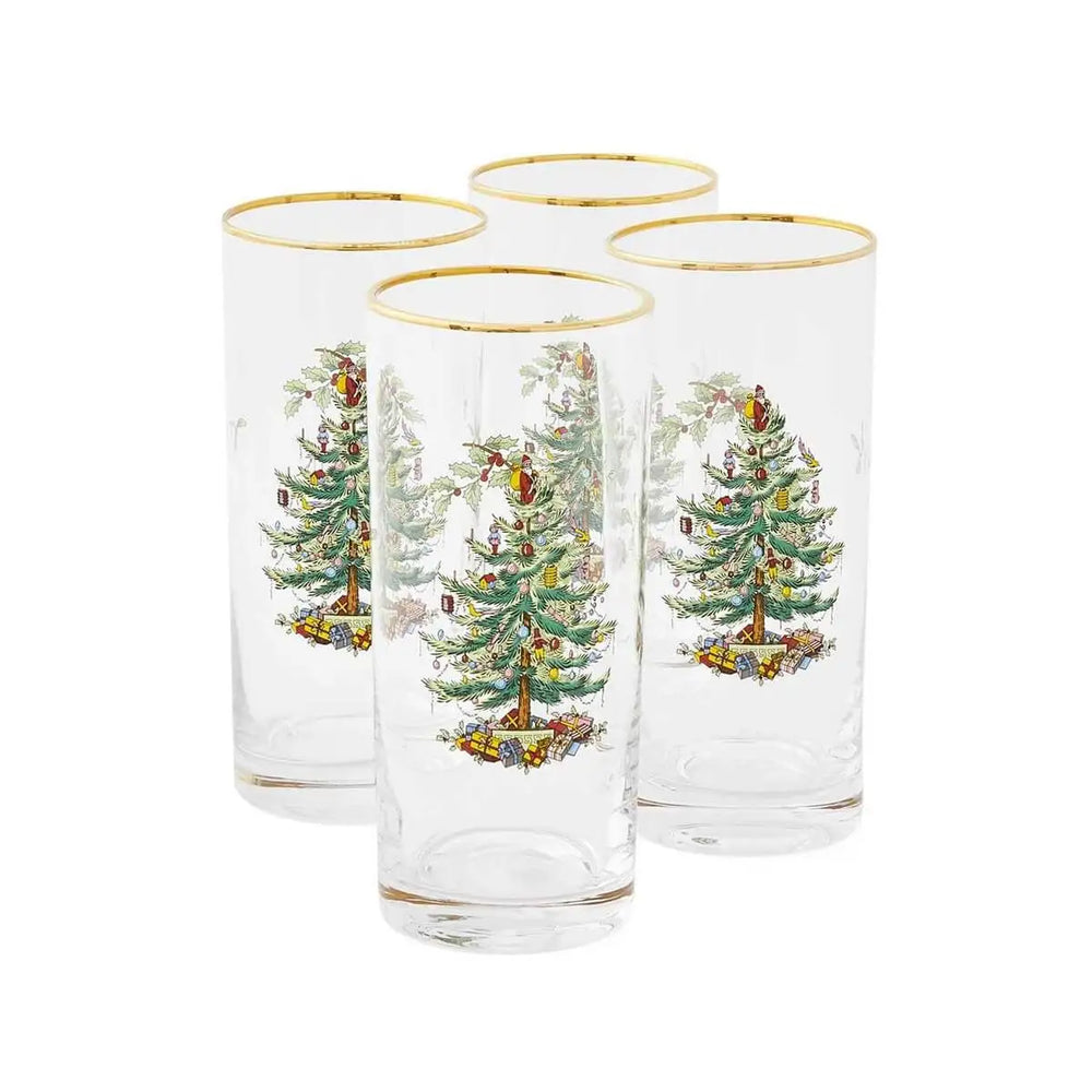 Spode Christmas Tree Highball Glasses Set of 4