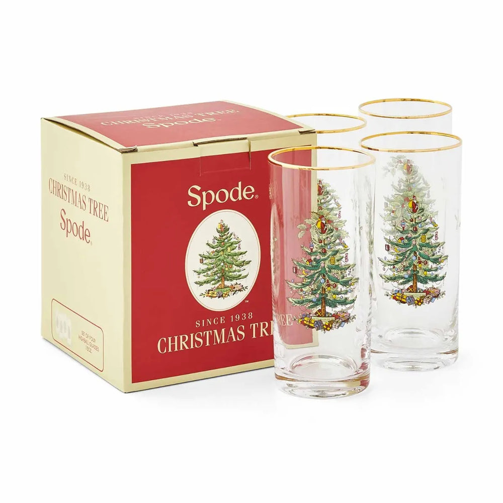 Spode Christmas Tree Highball Glasses Set of 4