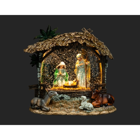 CT Waterglobe Holy Family With Thatch 8" USB